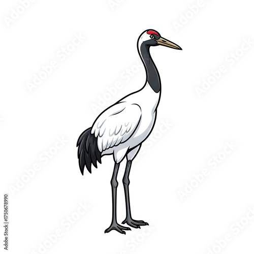 Wallpaper Mural Cartoon Crane Standing Tall With White Feathers, Black Neck, And Long Legs Torontodigital.ca