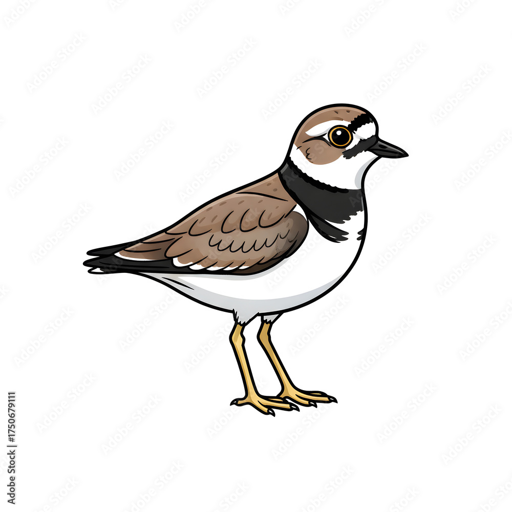 custom made wallpaper toronto digitalCartoon Plovers: Charming Brown And White Wading Bird Illustration For Wildlife And Nature Projects