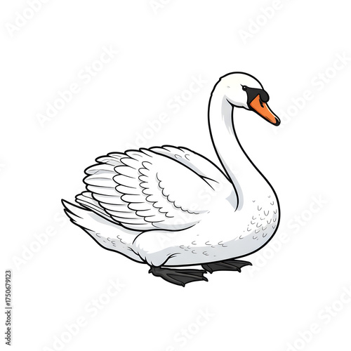 Wallpaper Mural White Swan Cartoon Illustration With Orange Beak, Graceful Neck, And Fluffy Feathers Torontodigital.ca