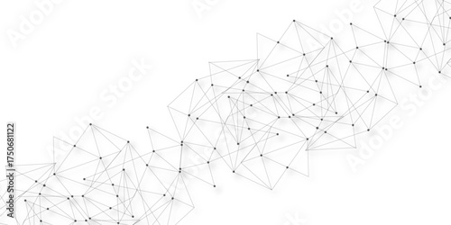 Technology abstract white digital background of connected dot with black line .many squares and rectangle shapes .Internet connection network high digital technology with connecting points and