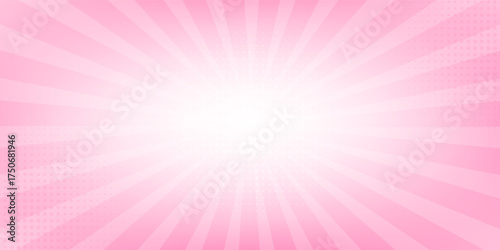 Abstract Pink rays background with halftone. Pop art comics book cartoon magazine cover. modern simple