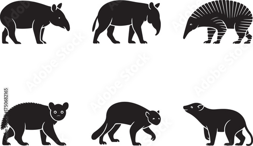 Diverse animal silhouettes for educational design projects