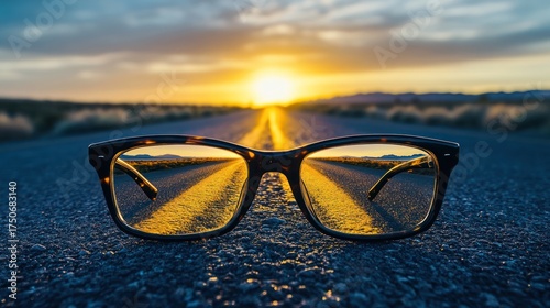 Road trip glasses sunset horizon