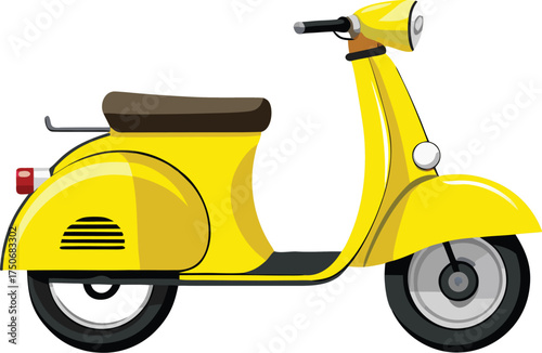 Retro Italian moped vector illustration, classic vintage scooter transport vehicle isolated on white