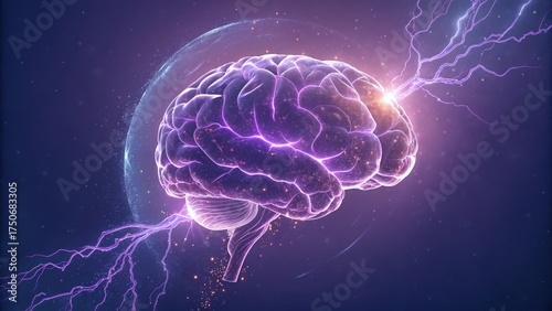 Glowing Abstract Brain Visualization Representing Epilepsy and Energy