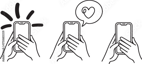 Hands holding smartphone, sending messages and notifications