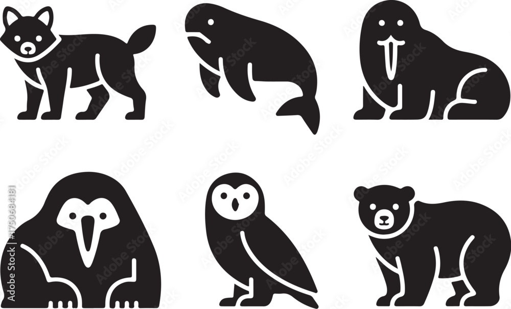 Obraz premium Adorable arctic animals collection for kids and education