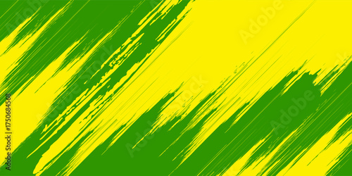Abstract Background with Green and Yellow Brush Texture and Halftone Effect. Grunge Sport