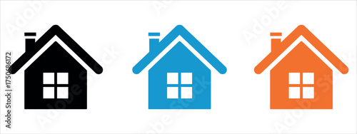 Set of colorful Home icon vector illustration. Graphic representing house, real estate, property, and simple shelter concepts.