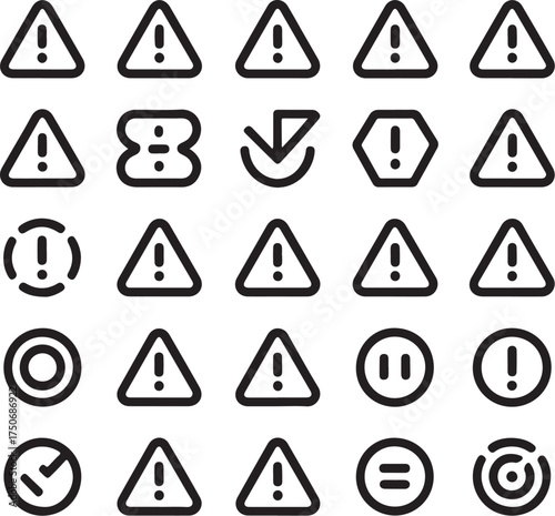 Modern warning icons alert users to potential dangers