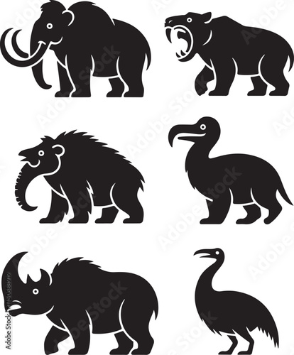 Ancient creatures prehistoric mammals iconic silhouettes