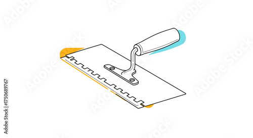 This is a drawing of a notched trowel used in construction and DIY projects for spreading adhesive.