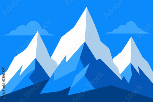 Illustration of snowy mountain peaks against blue sky