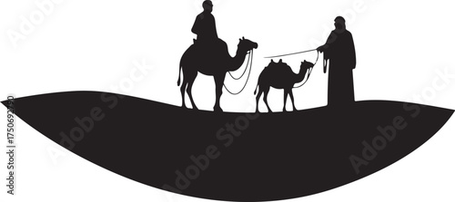silhouettes of camels