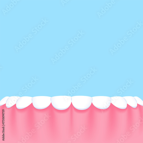 Lower teeth (Gummy Smile) - Text box sign blank banner (square) illustration vector design. Dental care concept.