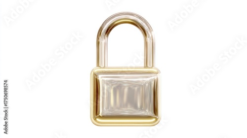 Gold & beige padlock, 3D render