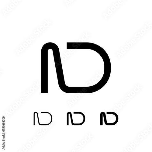 Technical letter D, digital cyber alphabet font, including set of three different thicknesses of the trendy modern letter (regular, medium, bold), vector illustration 10EPS