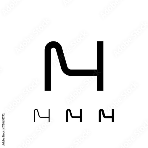 Technical letter H, digital cyber alphabet font, including set of three different thicknesses of the trendy modern letter (regular, medium, bold), vector illustration 10EPS