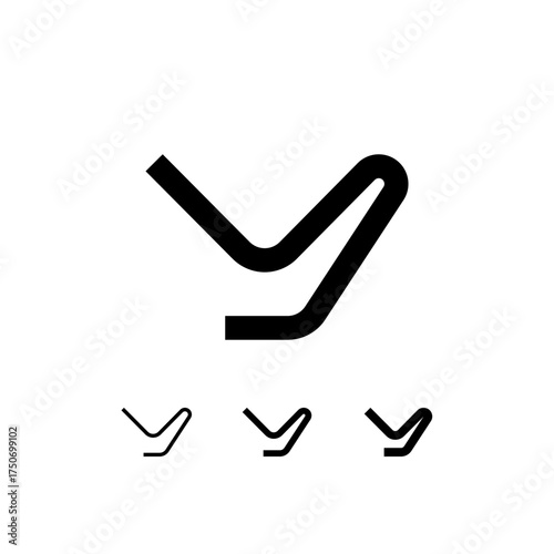 Technical letter Y, digital cyber alphabet font, including set of three different thicknesses of the trendy modern letter (regular, medium, bold), vector illustration 10EPS