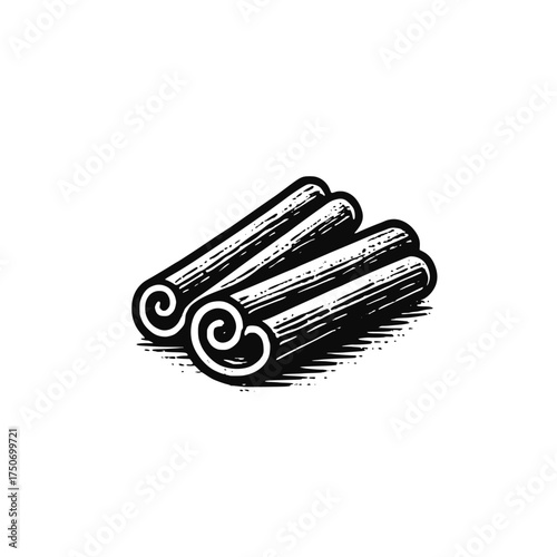 Cinnamon vector. Vintage style cinnamon sticks with grunge texture