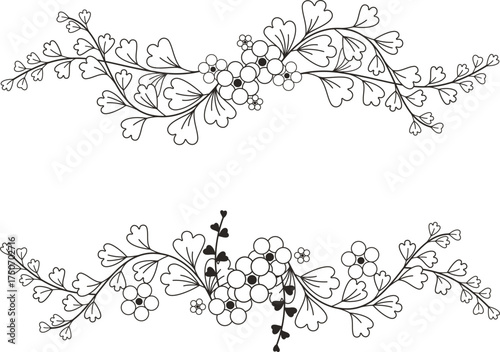 Floral vector sakura ornamental set in traditional Japanese style with blossom, leaves, butterfly. Exquisite design elements for greeting card, page, textile, wedding decoration, vinyl and laser ready