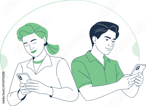 Happy Young Man Interacting with a Glowing Digital Tablet, Vector Graphic for Mobile Technology, E-Learning, Online Content, App Usage, and Digital Engagement.