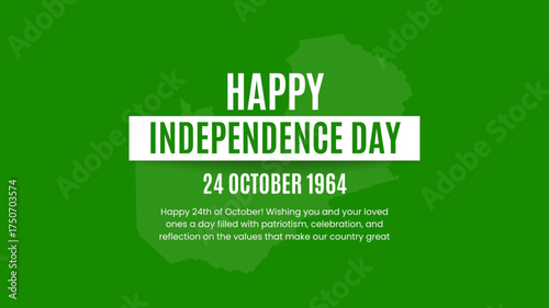 Happy Zambia Independence Day Design on a greeen background, Vector illustration of Zambia Independence Day on greeen background, 