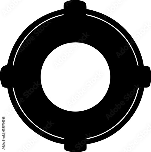 Lifebuoy Silhouette Vector | Rescue Ring Icon | Nautical Safety Equipment SVG