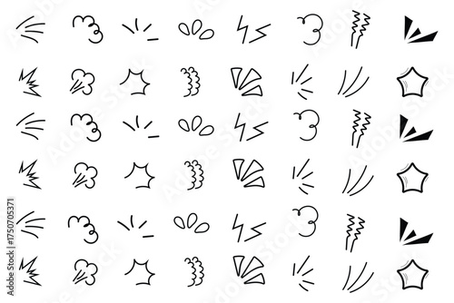 Set of Hand-Drawn Doodles for Sound and Motion