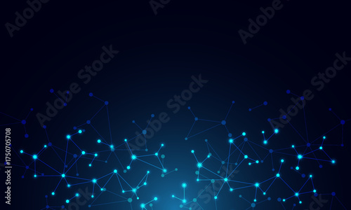 Abstract molecular structure with connected glowing nodes on dark background