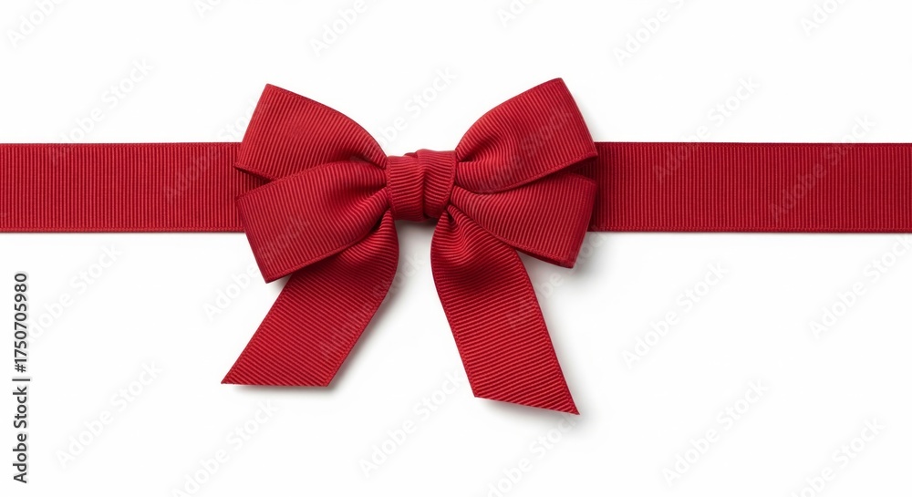 Fototapeta premium Horizontal Red Ribbon with Decorative Bow — Holiday Header
