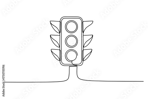 vector illustration of a traffic light,
Single-Line Drawing of Traffic Light,
Vertical Black Line Illustration, Clean Graphic Design, Straight-On View