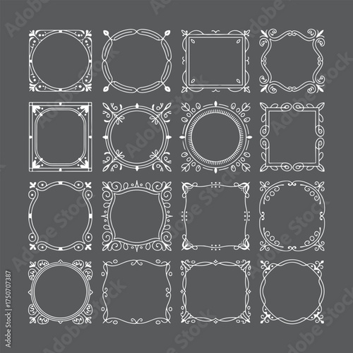Collection of sixteen white ornamental decorative frames