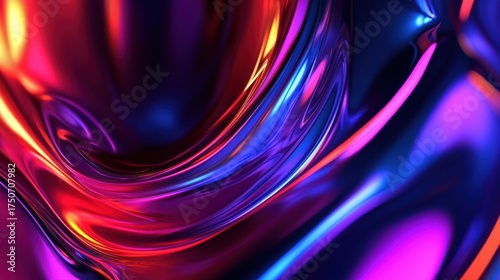 Vibrant Abstract Liquid Metal Background with Dynamic Neon Colors.