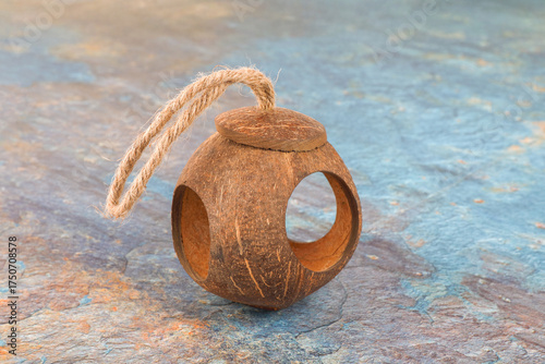 Handmade Coconut Shell Bird Feeder	
