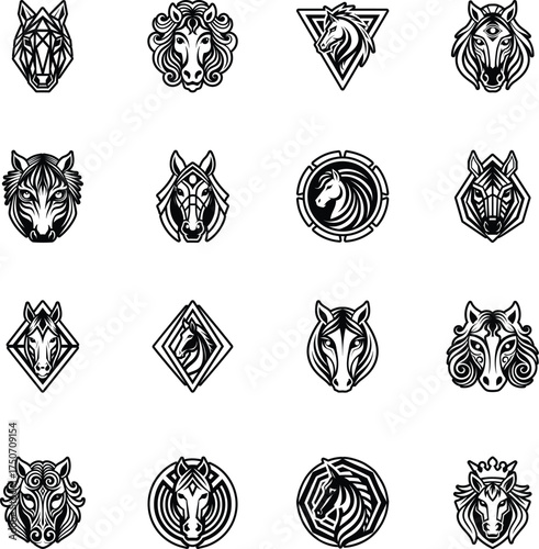 Collection of Glyph Style horse Logos 

