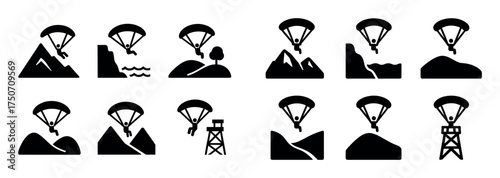 Paragliding Icon Set
