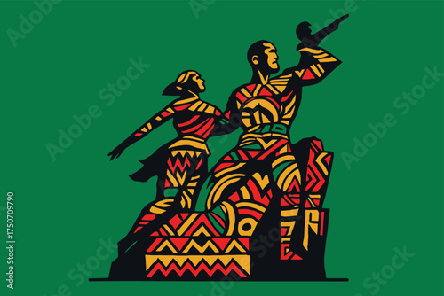 Kenya Cultural Pattern and Landmark Minimal Vector Art