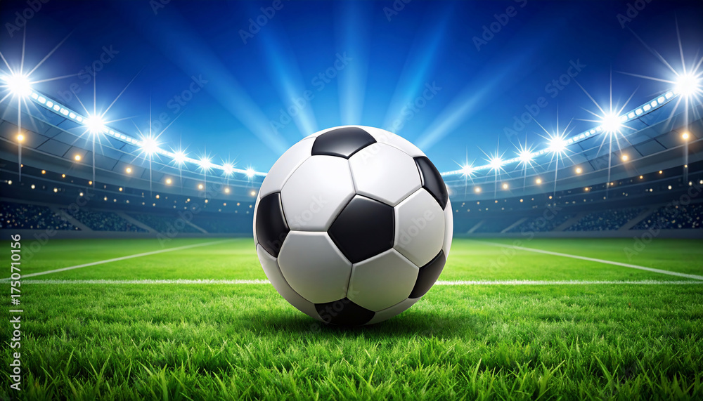 Obraz premium Soccer Ball on Stadium Field