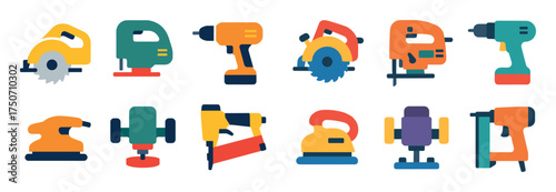 Colorful Carpentry Tools Icons