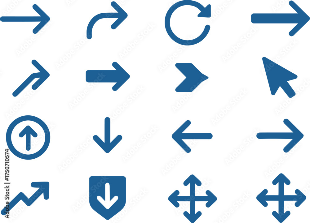 Flechas (Arrows) 16 Solid Color Icon Set Collection on White Background Flechas (Arrows) 16 Solid Color Icon Set Collection on White Background