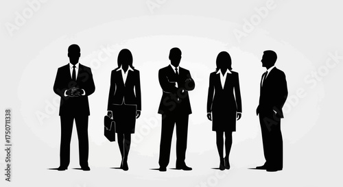 Silhouettes of a professional business team standing together.