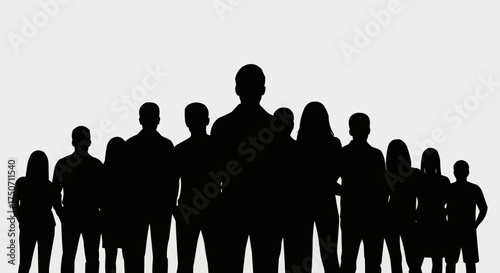 Diverse group of business people standing together in silhouette.