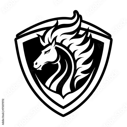 A filled style icon of an equine face