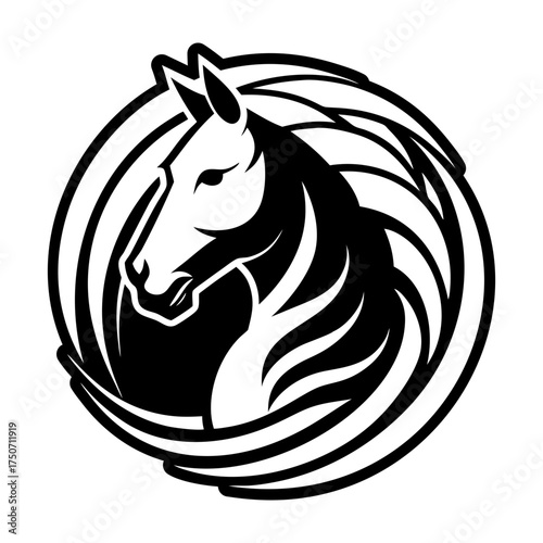 A solid style icon of a stallion mascot