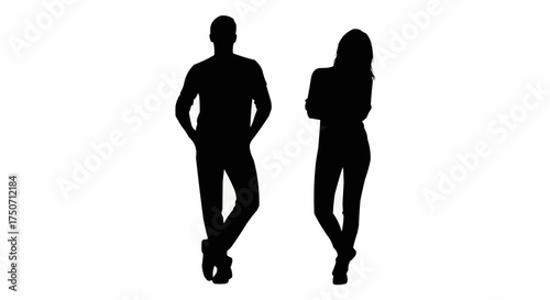 Silhouette of a man and a woman standing side by side.