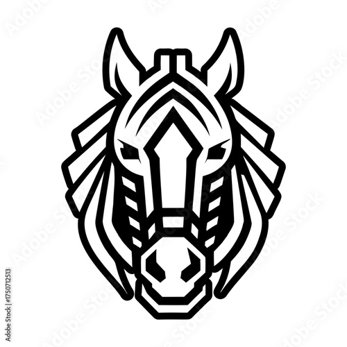 A filled style icon of an equine face