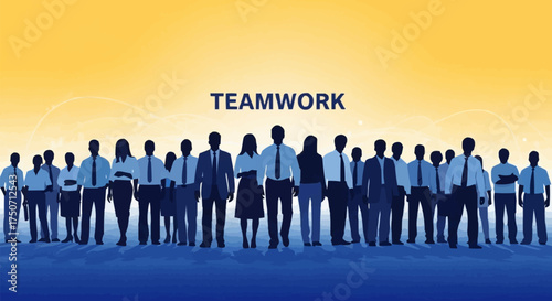 A large group of business people standing together representing teamwork.