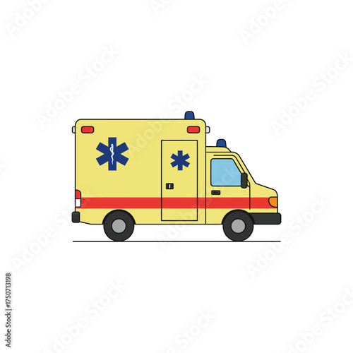 ambulance vector illustration emergency vehicle delivering urgent care services on the road emphasizing healthcare and rapid medical response transport