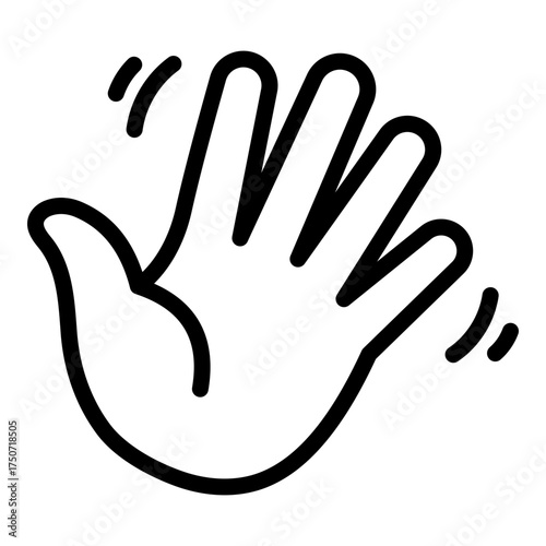 Waving hand gesture icon, symbolizing greeting, hello, or goodbye.